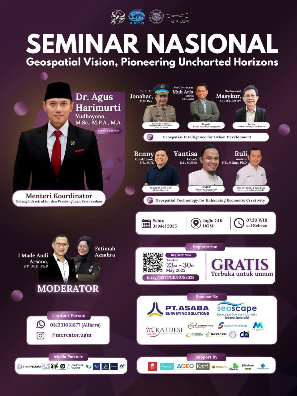 Menelusuri Dunia Geospasial dalam Pembangunan dan Ekonomi Kreatif: Seminar Nasional GENIUS MERCATOR 2025 Hadirkan Wawasan dan Kolaborasi di GIK UGM